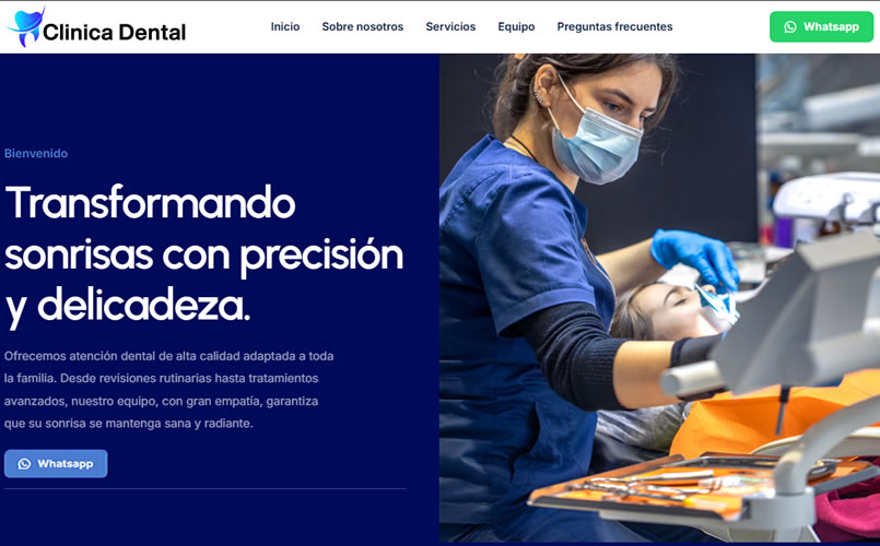 Página web para consultorio vista en computadora