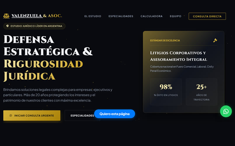 Página web para estudio profesional vista en computadora